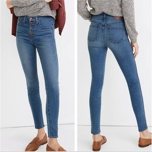 Madewell 10 Inch High Rise Button‎ Up Skinny Blue Jeans 28